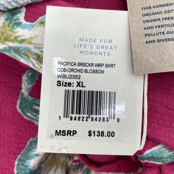 Faherty Size XL Pink Floral Seersucker Wrap Skirt Midi Pacifica Orchid NWT - Picture 12 of 13